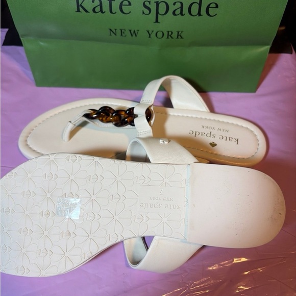 kate spade White Sandal with Tortoiseshell Chain Accent - Picture 3 of 3